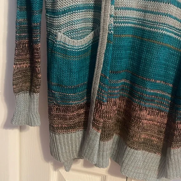 Billabong stripes over you open long sleeve striped cardigan size small NWT - Picture 7 of 11